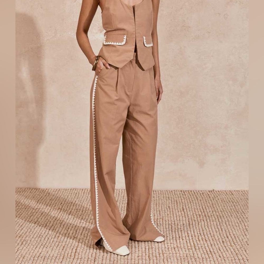 7-ANTHROPOLOGY New Mon Renn LISLE PANT - BISCUIT size 8 retails 189$+tax